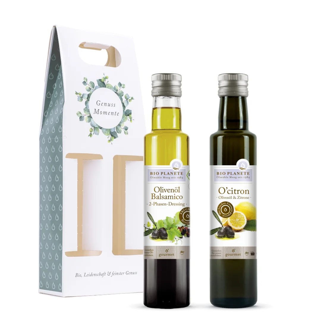 BIO PLANÈTE Geschenkbox Salatgenuss__Olivenoel Balsamico und Ocitron