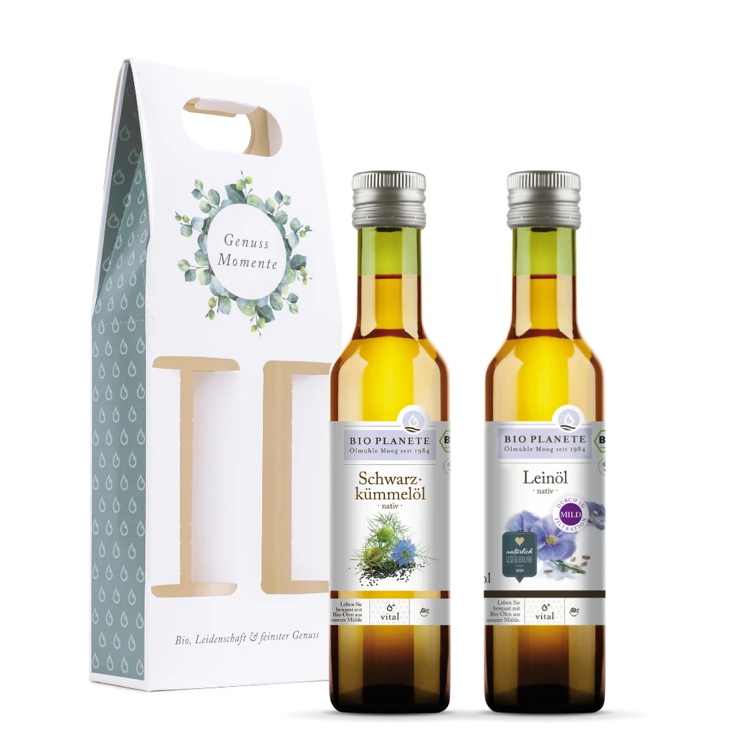 BIO PLANÈTE Geschenkbox Vitalöl_Schwarzkuemmeloel und Leinoel nativ