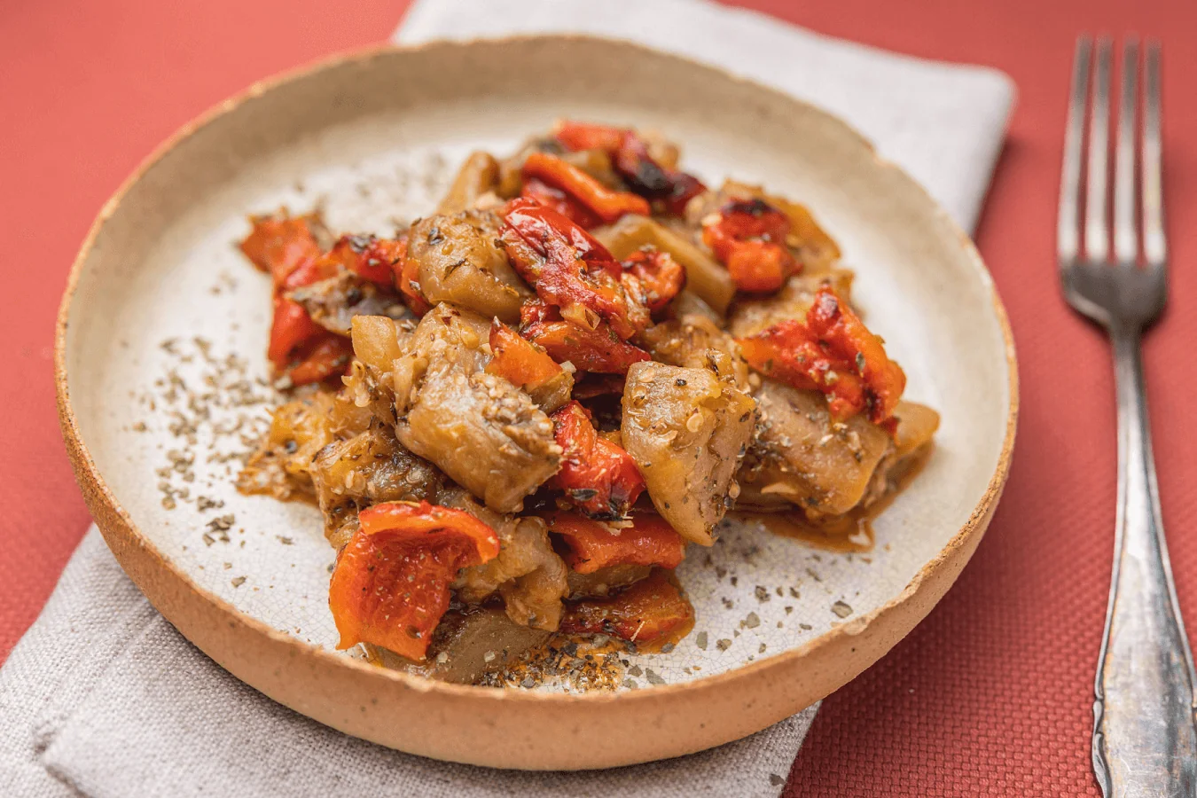 Kretisches Auberginen-Paprika-Pfannengemüse mit Olivenöl von BIO PLANETE