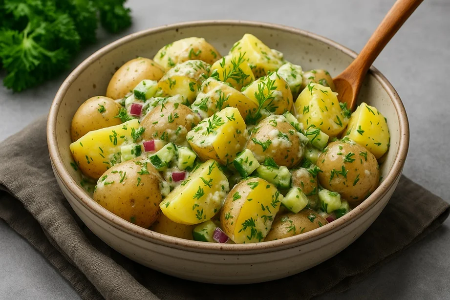 Leichter Kartoffelsalat mit Senf-Zitronen-Dressing