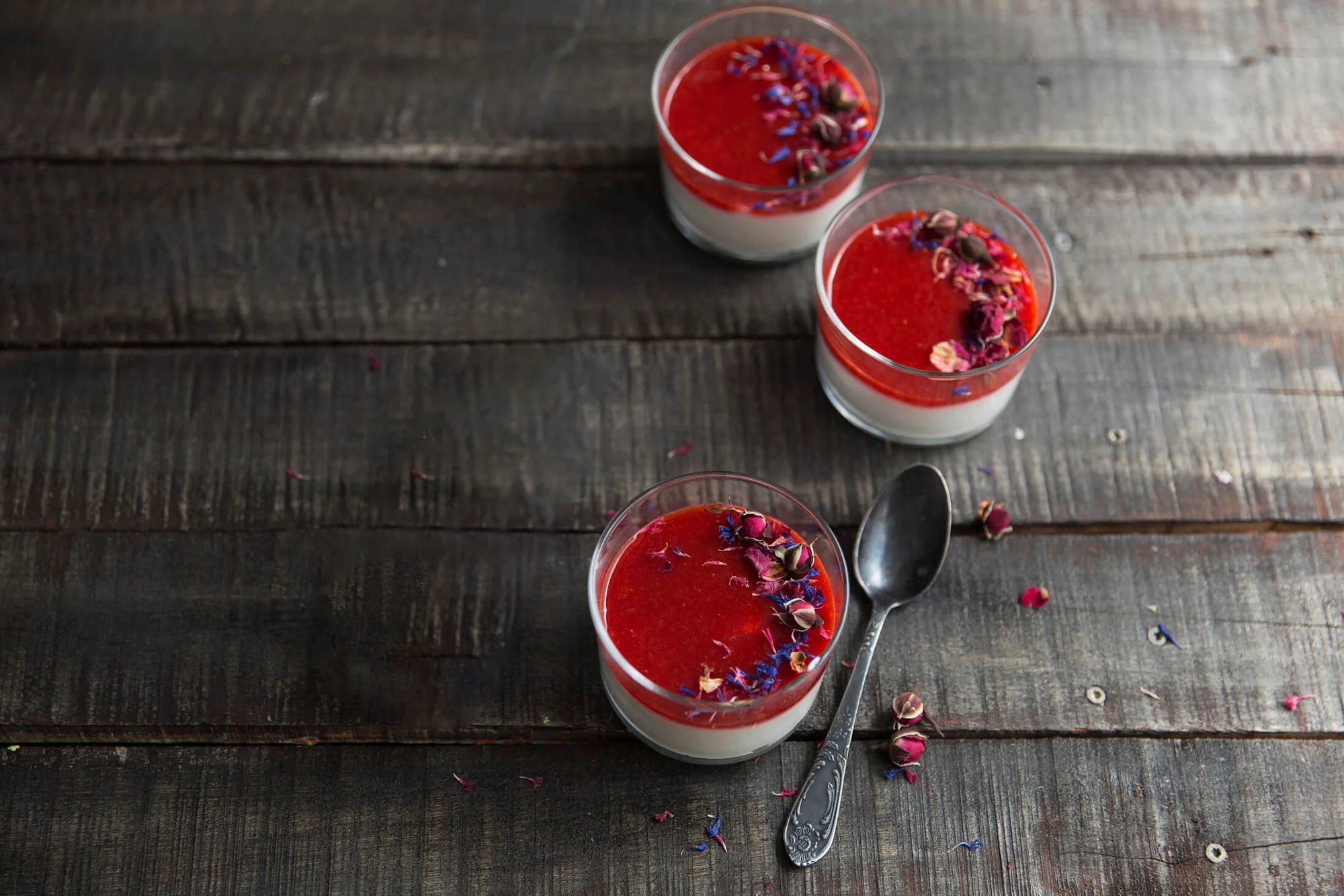 Panna Cotta mit Erdbeer-Coulis mit BIO PLANETE Omega Purple