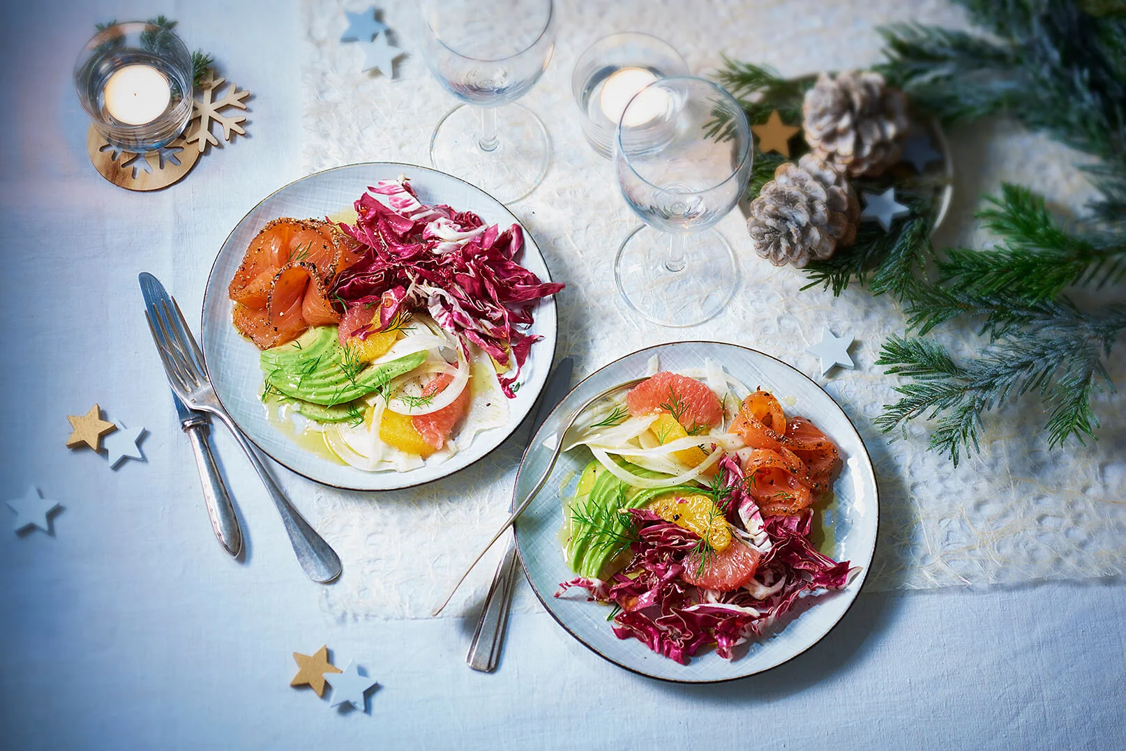 Salat mit Lachs und Fenchel mit BIO PLANETE Olivenöl mit Zitrone