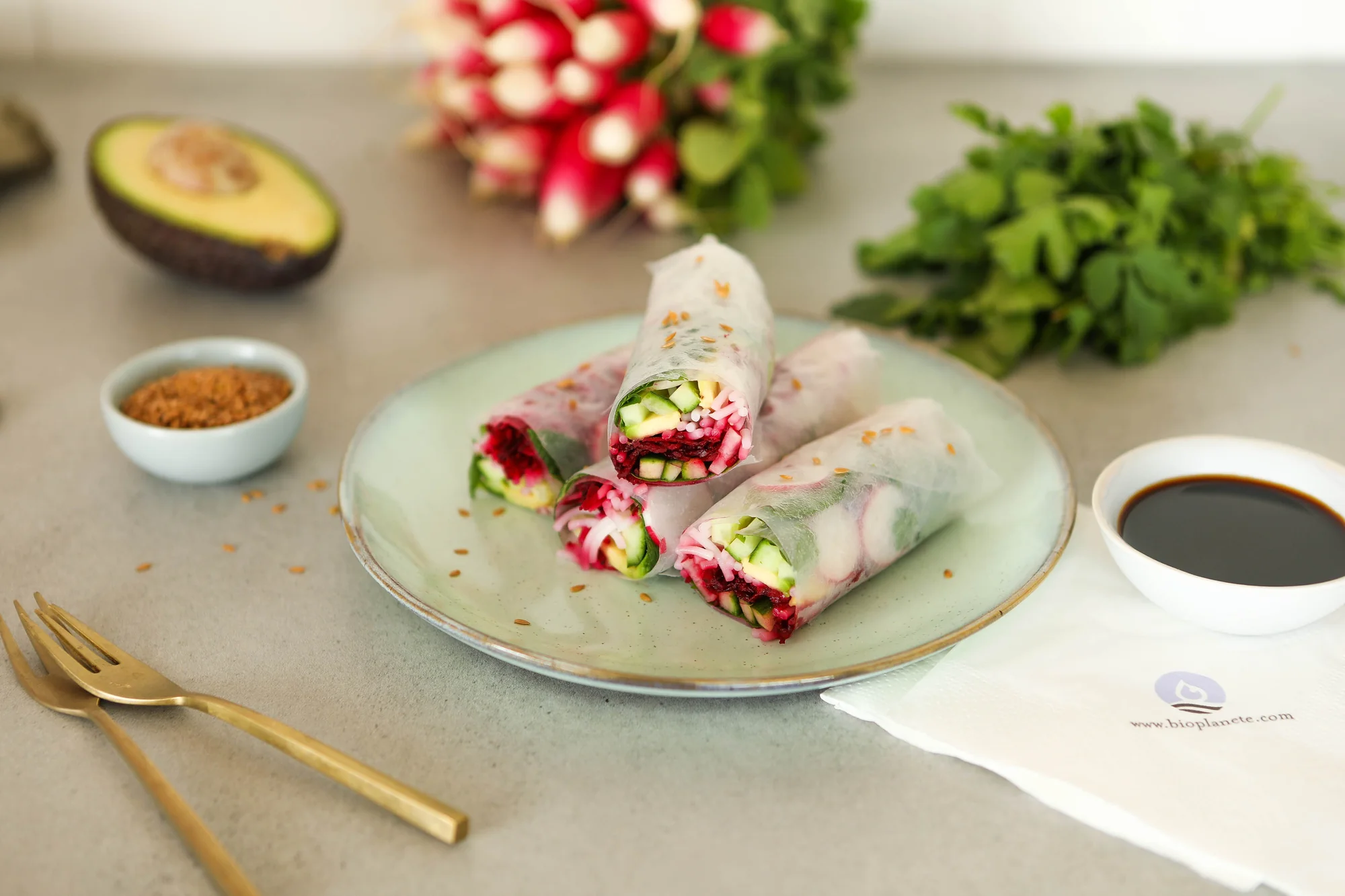 Vegane Sommerrollen mit BIO PLANETE Leinöl