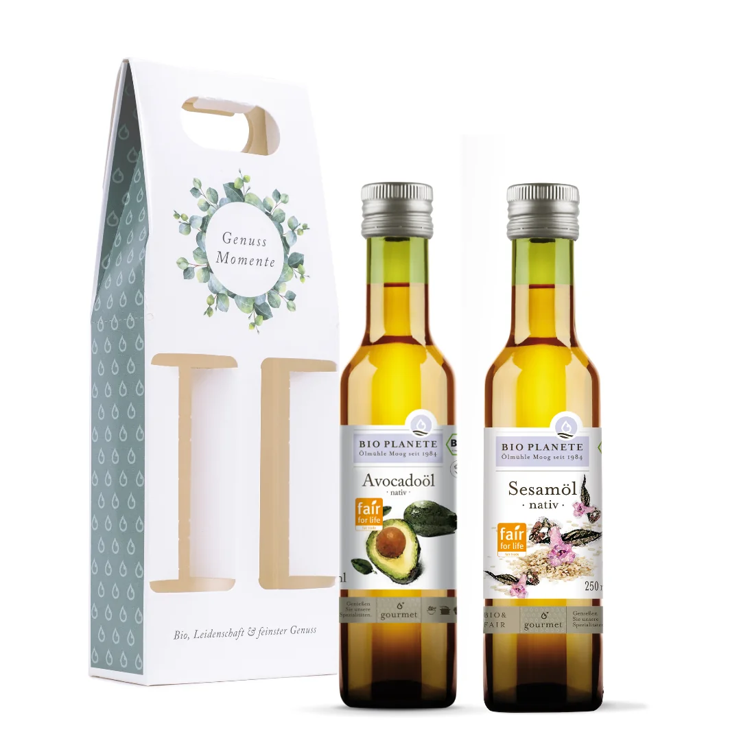 BIO PLANÈTE Geschenkbox Exotisch genießen_Avocadooel und Sesamoel nativ