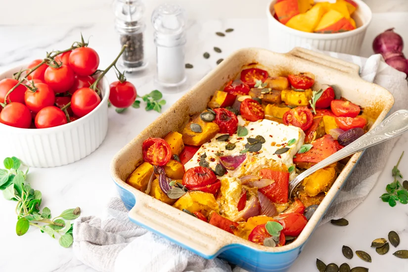 Hokkaidokürbis mit Feta und BI OPLANÈTE Kürbiskernöl nativ